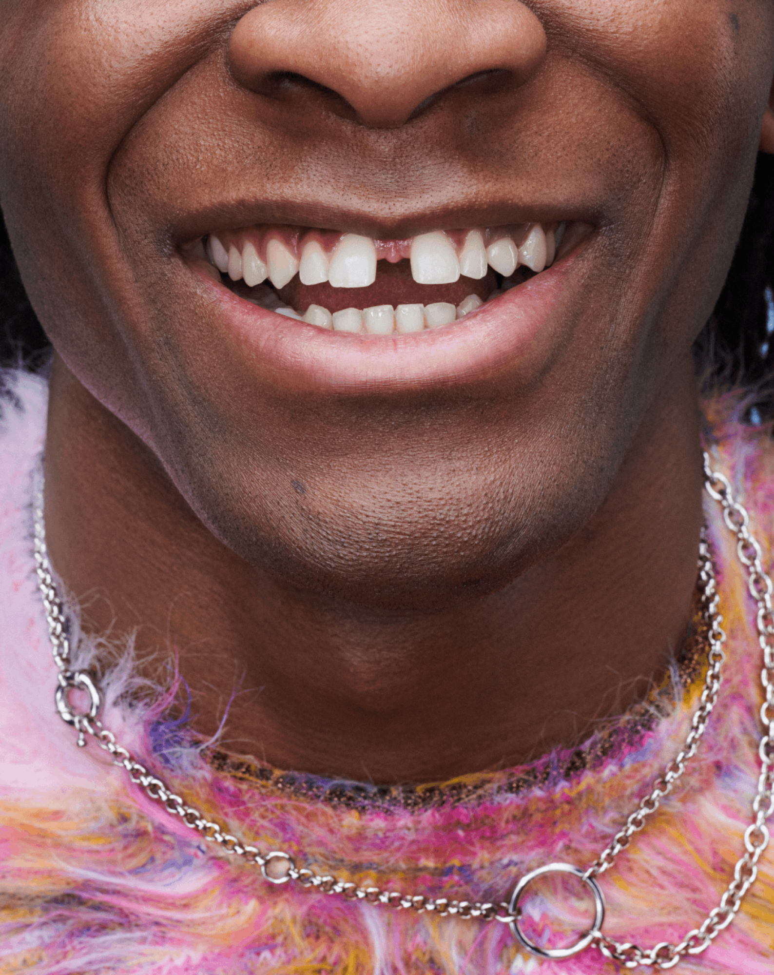 Zoomed in image of a smiling person